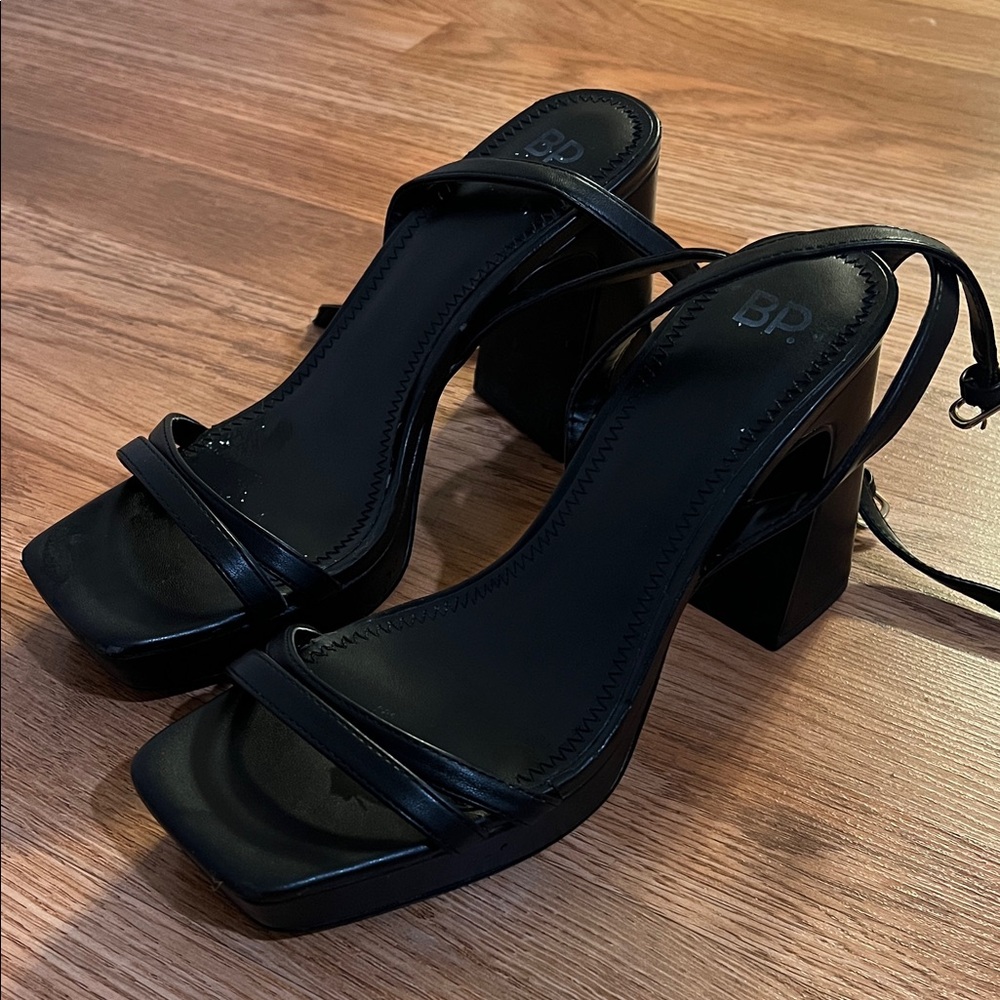 BP Elegant Black Block Heel Sandals